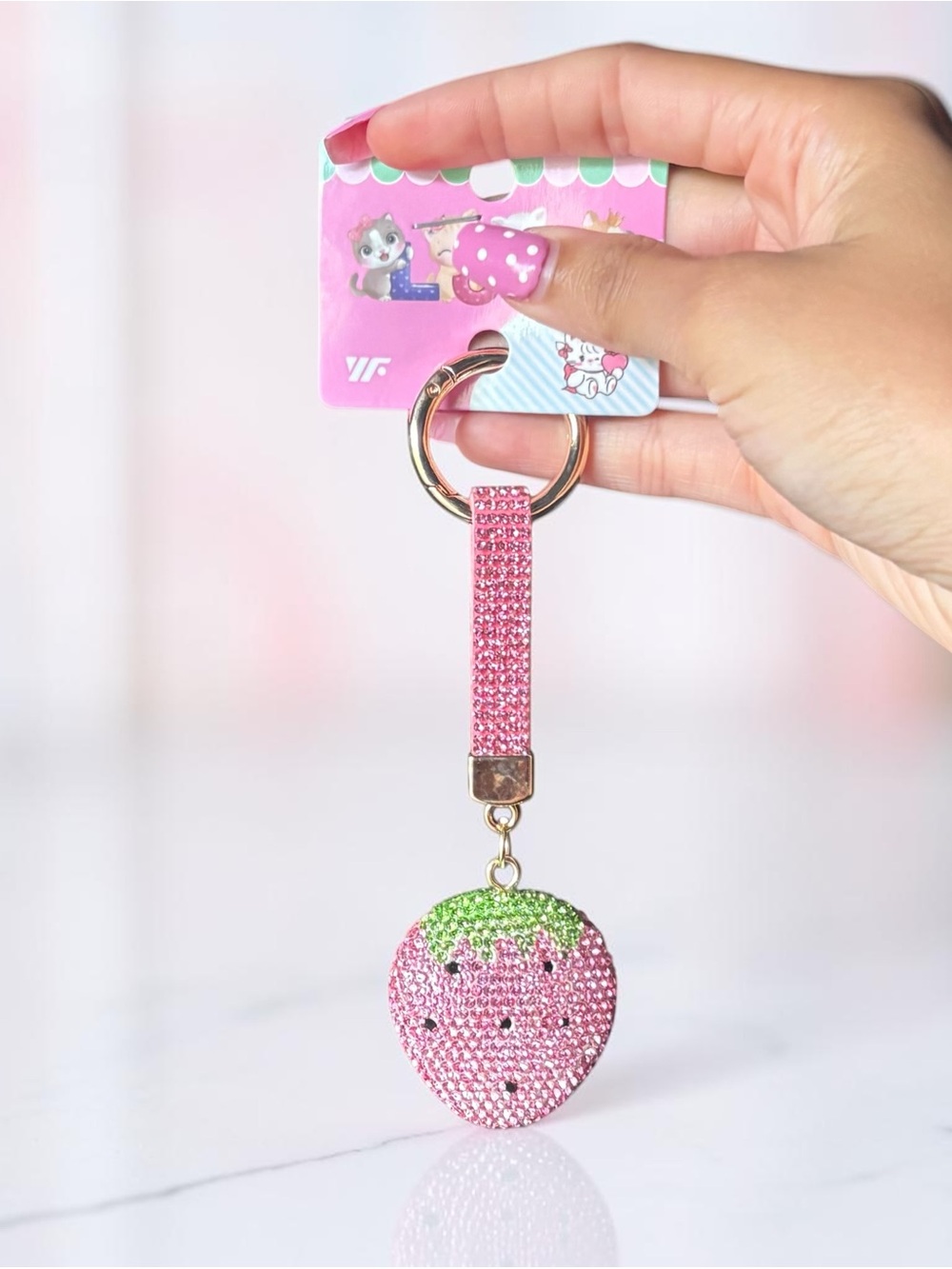 Light Pink Strawberry Keychain